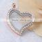 26*29mm Rose Gold Heart Floating Diamond Locket Pendants