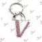 Pink Crystal V Letter Key Chain/Wholesale 26 Letters Keychain (KR15121418)