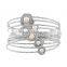 MultiLayer Iron Wire Women Cuff Bangle Fashion Wide Bangles & Bracelets With Pearl Jewelry Accessories