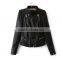 OEM Service Fashion 2015 Long Sleeves Turn Collar custom bomber jackets Black jackets of leather