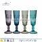 blue colored glass stemware