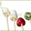 100% Natural Wood Flat Round Fruit Skewer Sticks For Kids Party