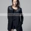 New Fashion winter coat women 2015 Patchwork Pockets Long Simple Overcoat Outerwear Black