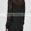 Wholesale Women Apparel Ribbed Trims Black Lace-insert Cotton Blend Sweatshirt(DQE0320T)