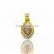 Three tone plated mother mary medallion pendant with CZ