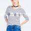 lady tight V neck pullovers stripe latest sweater designs for girls with high quality