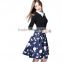 2016 New Latest Skirt Design Pictures Vintage Style Printed MIdi Skirt for Women,Custom Women Apparel Printed Mid A-line Skirts
