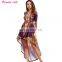 Women's V Neck Pattern Floral High Low Irregular Maxi Dress