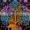 Tree of Life Psychedelic Wall Hanging Elephant Tapestry, Multi/Black