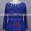 Lace Embroidered Royal Blue Long Sleeves Maxi Evening Dress For Fat Women HMY-CDA041 Ladies Long Evening Party Wear Gown