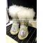 Aidocrystal ladies faux fur Handmade Rhinestone warm half boot winter snow boots with crystals