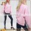 Hotcakes Women Autumn Wear High Neck Pink Sweatshirt With Split Sides