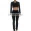 Wholesale Women 2 Piece Long Sleeve V Neck Shirt Stacked Pants Set