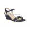 Fancy look low wedges sandalias embellished stones ankle strap heeled sandals shoes