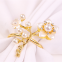 Shiny Gold Plated Napkin Ring Holder With Pearl Flower