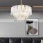 Modern Living Room Decorative Lighting Fixture Round Brass Alabaster Chandelier