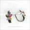 1.5CT Genuine Tourmaline Earring Clip on Earrings 925 Silver 2 tone Rhodium Plating