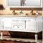 Hot sale modern solid wood cabinet double sink marble countertop bathroom vanity