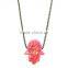 Synthetic S925 Silver Chain Fire Pink Opal Hamsa/Hand Opal Pendant Necklace