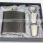 High Quality 7oz Black Leather Hip Flask Stainless Steel Whiskey Flask Gifts Set