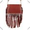 STUDDED FAUX LEATHER FRINGE MESSENGER BAG