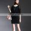 2015 latest european style elegant black lace long sleeve overlay evening dress