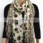Acrylic Floral and Leopard Patchwork Printed Scarf