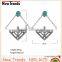 2016 Silver plating fashion Bohemia large turquoise stud earring