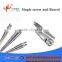 Conical extruder screw barrel for door and window profile extrusion