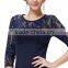 Woman new fashion design long prom dress europe style, 3/4 lace sleeve and high-low hemline see-through free prom dresses                        
                                                Quality Choice