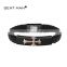 Leather and stainless steel bracelets for men with good quality cz used