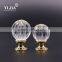 1 3/8 inch zinc alloy gold-plated clear pumpkin shape glass knob
