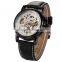 Kronen & Sohne White Skeleton Dial Analog Black Leather Band Men's Fashion Wrist Watch