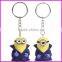 2015 2pcs 3D Eyes fun lucky for Despicable Me Minion Toy Rubber Key Chain Key Ring