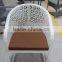 2016 Morden white color sex rattan sofa chair with brown cushion