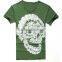 2016 Men Deep V Neck Summer Cotton Skull Print Slim T Shirt