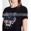 Wholesale Ladies Tiger-motif Cotton-jersey Black T-shirt(DQE0071T)