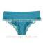 Trendy current blue color sexy women lingerie hipster with scallop lace