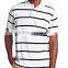 Men's Short Sleeve Striped Pique Cotton Polo Shirt