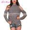China Factory sexy cold shoudler winter women black long design sweater woman