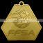 irregular hexagon shape gold medal with sparkle texture background as running medal