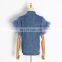 TWOTWINSTYLE Mesh Patchwork Women For Denim Jacket Sleeveless Button Big Size Female Tops