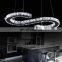 Luxury Modern LED Ceiling Light K9 Crystal Stainless Steel Pendant Lighting Dining Room Chandelier Contemporary Adjustable Stain