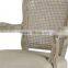 Louis XV Cabriolet linen back chair, French Fabric linen ArmChair,Antique Solid Wood Arm Chair