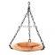 copper plated hanging bowl bird feeder