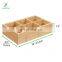 Bamboo Wood Compact Tea & Food Storage Organizer Bin Box - 6 Divided Sections - Holder for Tea Bags, Coffee, Packets, Sugar