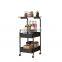 3 Layers Storage Trolley with Bamboo  Popular Storage Trolley Kitchen Cart Steel Powder Coating Trolley Kitchen Storage Rack