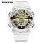 SANDA 298 High Quality White Unisex Digital Watch Designer Silicone Band Waterproof 2 Time Zone Low Moq Lovers Wristwatch