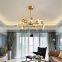 Art Deco Glass Copper Chandelier Dining Living Room Ceiling Hanging Lamp Gold Finish LED Pendant Light