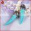 Small Pepper Shape Blue Turquoise With Withe Zircon Pendant Bead